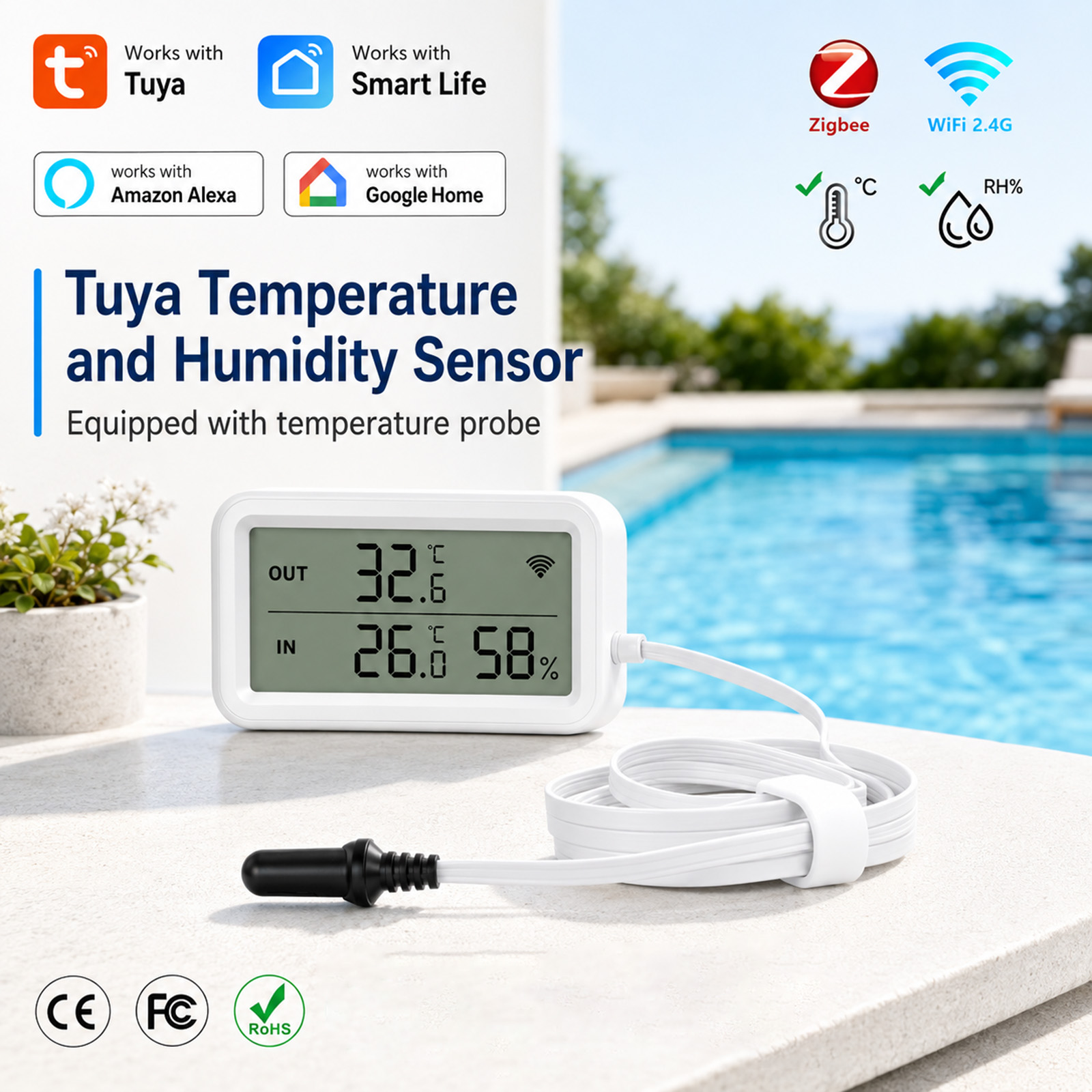 Temperature Humidity Sensor - Zewnętrzny czujnik temperatury i wilgotności Tuya